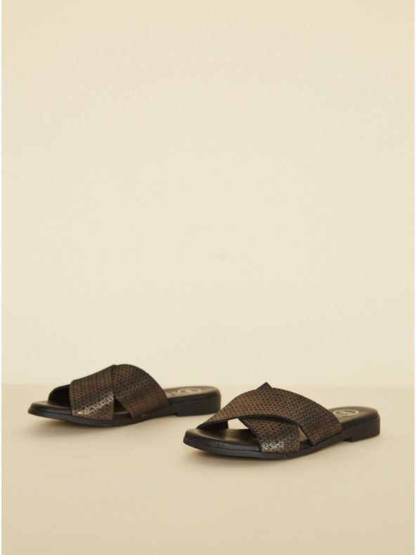 Ojju Crne kožne papuče OJJU