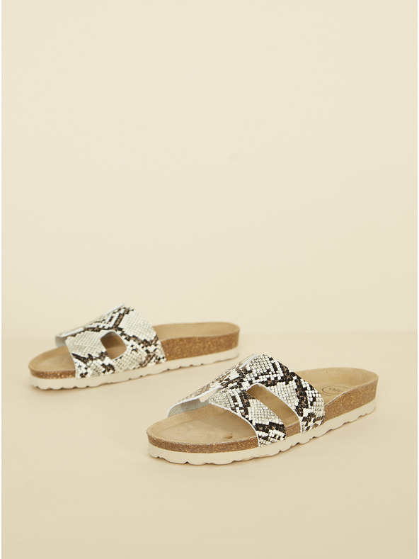 Ojju Bež ženske papuče sa zmijskim uzorkom OJJU
