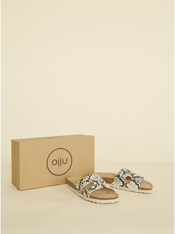 Ojju Bež ženske papuče sa zmijskim uzorkom OJJU