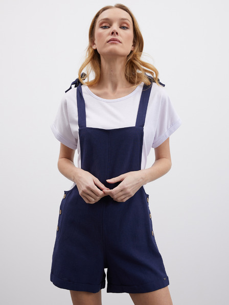 ZOOT.lab Tamnoplave ženske lanene kratke hlače s kopčom ZOOT.lab Paulina