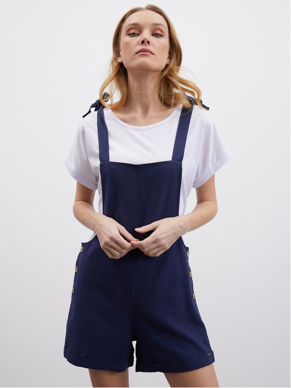 ZOOT.lab Tamnoplave ženske lanene kratke hlače s kopčom ZOOT.lab Paulina