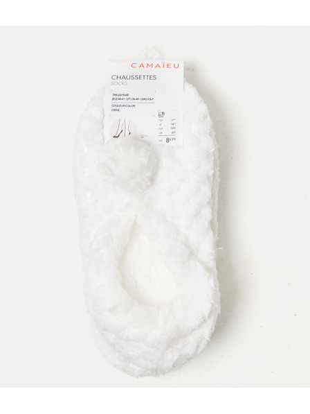 CAMAIEU Bijele papuče s cofovima CAMAIEU