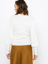 CAMAIEU Bijeli pulover s balonastim rukavima CAMAIEU