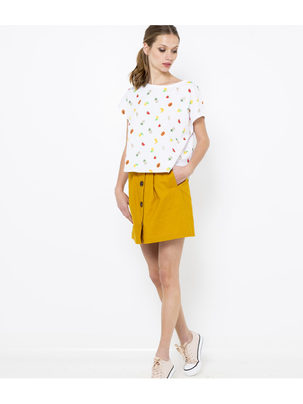 CAMAIEU Bijela uzorirana majica CAMAIEU