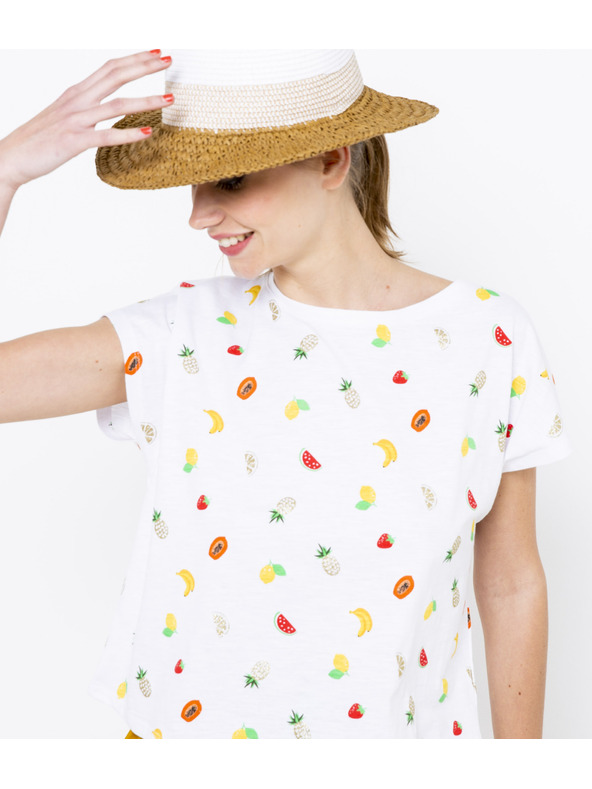 CAMAIEU Bijela uzorirana majica CAMAIEU