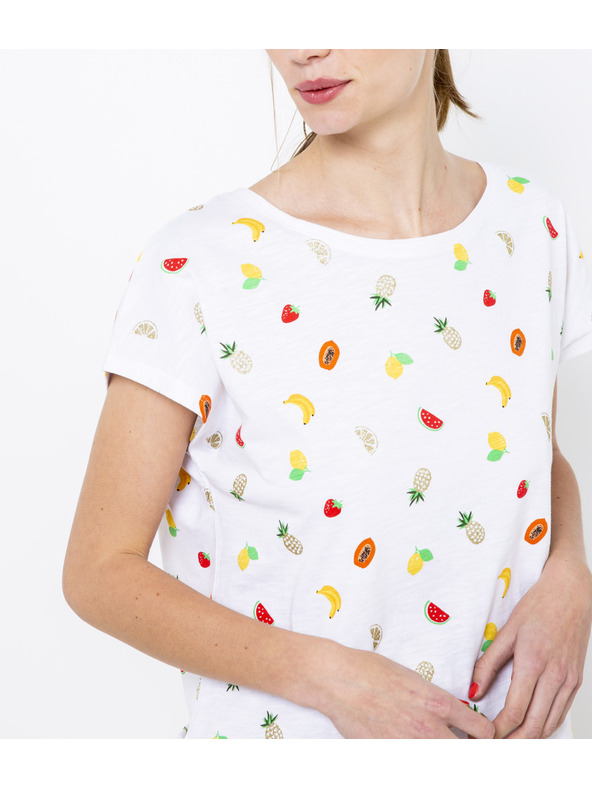 CAMAIEU Bijela uzorirana majica CAMAIEU