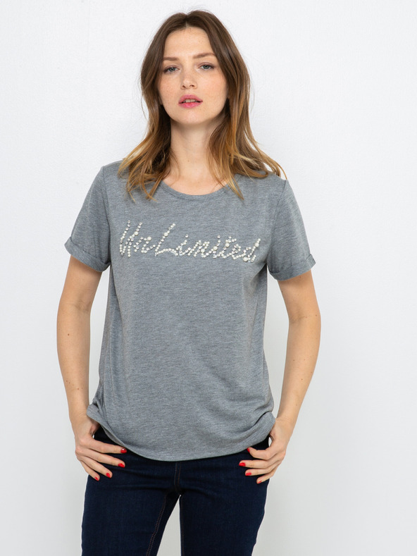 CAMAIEU Siva majica s natpisom CAMAIEU