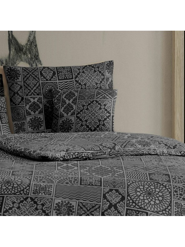 Kvalitex Francuski pamučni set posteljine renforcé 220x200, 70x90cm TOKYO crni