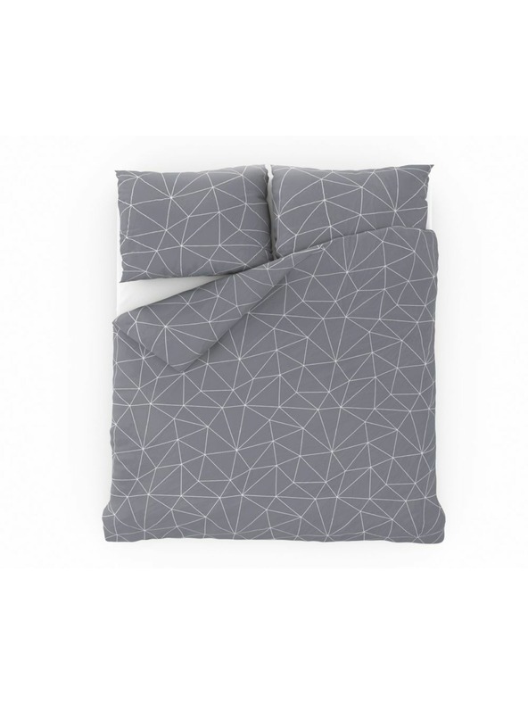Kvalitex Francoska pamučna posteljina NORDIC COLLECTION 220x200, 70x90cm GRID siva