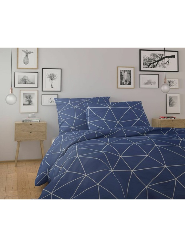 Kvalitex Pamučna posteljina NORDIC COLLECTION 140x200, 70x90cm GRID plava