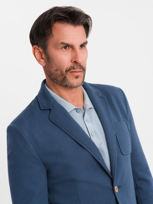 Ombre Clothing Muški plavi sako SLIM s finom teksturom
