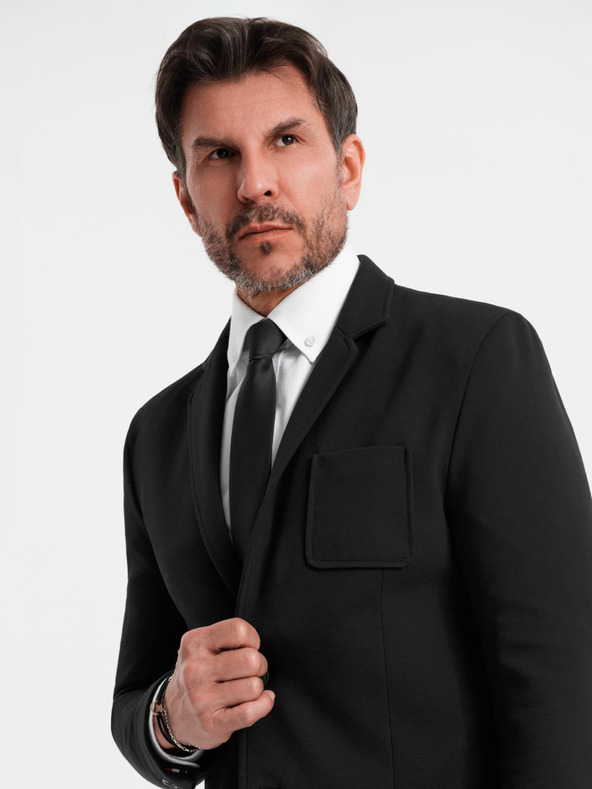 Ombre Clothing Muški crni sako SLIM s finom teksturom