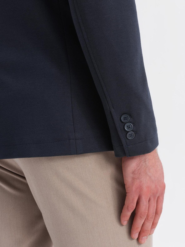 Ombre Clothing Muški tamno plavi sako SLIM od fino strukturiranog pletiva