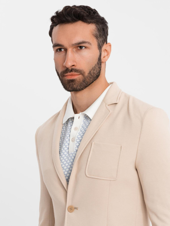 Ombre Clothing Muški bež sako SLIM od fino strukturiranog pletiva