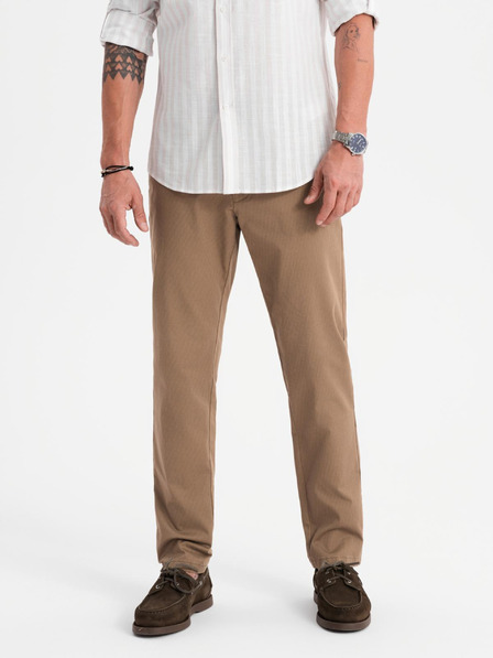 Ombre Clothing Muške chino hlače REGULAR FIT s finom strukturom - tamno bež