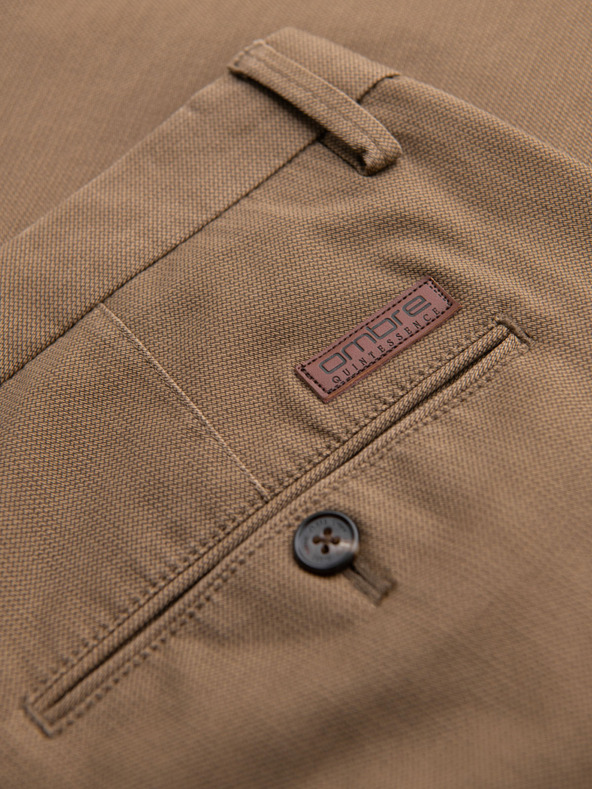 Ombre Clothing Muške chino hlače REGULAR FIT s finom strukturom - tamno bež