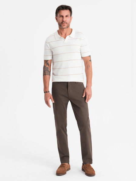 Ombre Clothing Muške chino hlače REGULAR FIT s finom strukturom - smeđe