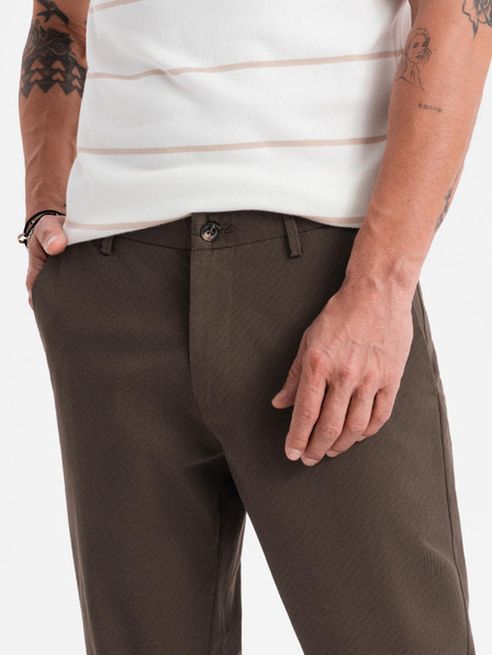 Ombre Clothing Muške chino hlače REGULAR FIT s finom strukturom - smeđe