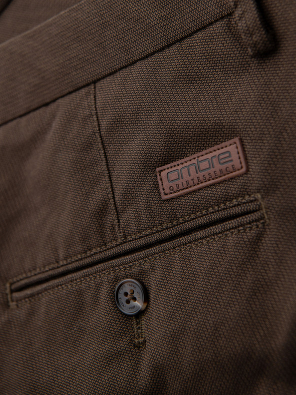 Ombre Clothing Muške chino hlače REGULAR FIT s finom strukturom - smeđe