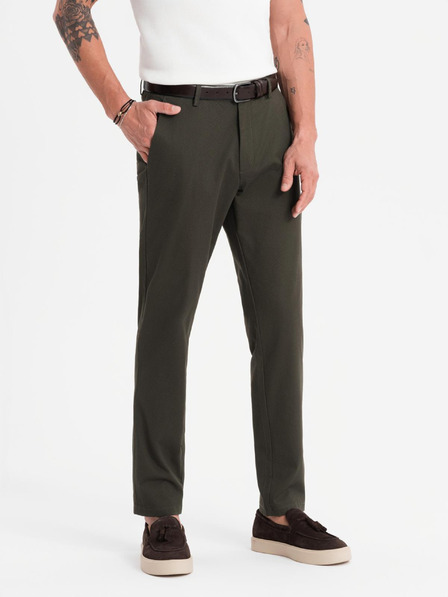 Ombre Clothing Muške chino hlače REGULAR FIT s finom strukturom - tamnozelene