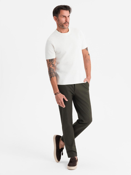 Ombre Clothing Muške chino hlače REGULAR FIT s finom strukturom - tamnozelene