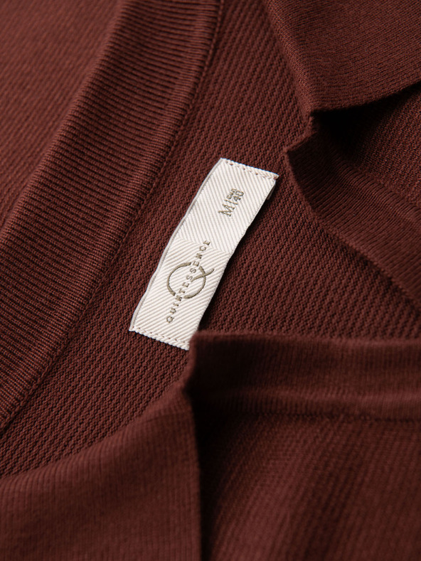 Ombre Clothing Muška polo majica bez gumba s klasičnim vezom - tamnosmeđa