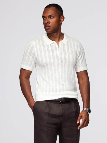 Ombre Clothing Muška polo majica sa zatvaračem na izrezu - bijela