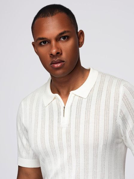 Ombre Clothing Muška polo majica sa zatvaračem na izrezu - bijela