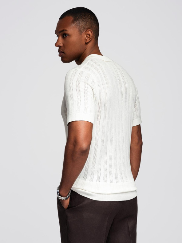 Ombre Clothing Muška polo majica sa zatvaračem na izrezu - bijela