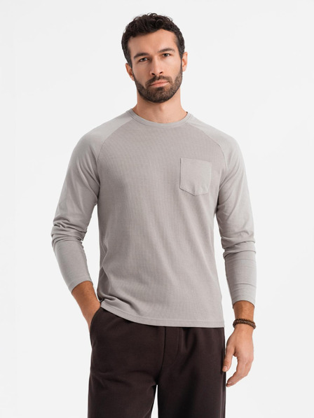 Ombre Clothing Muška siva pamučna majica dugih rukava
