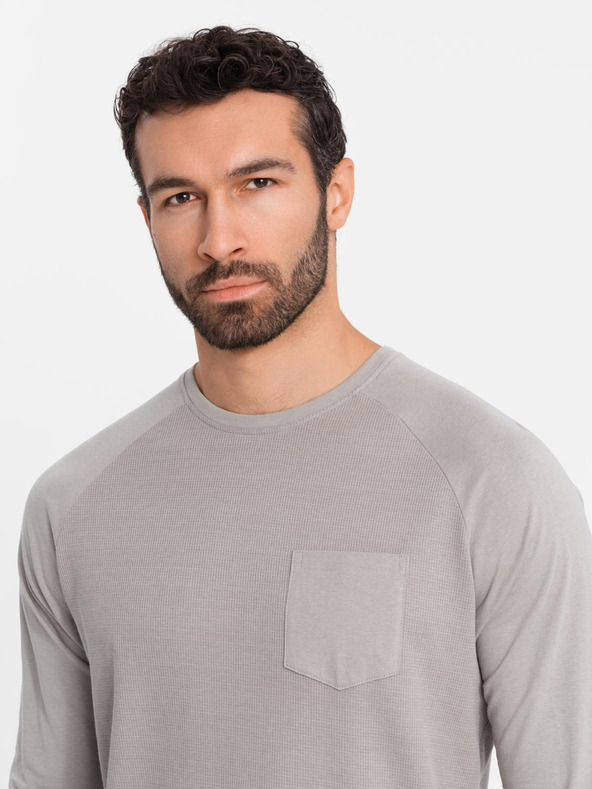 Ombre Clothing Muška siva pamučna majica dugih rukava