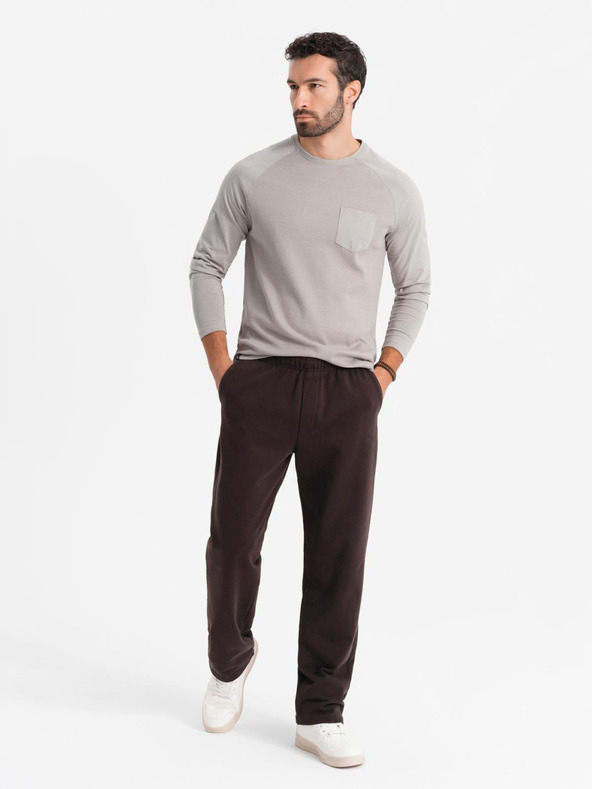 Ombre Clothing Muška siva pamučna majica dugih rukava