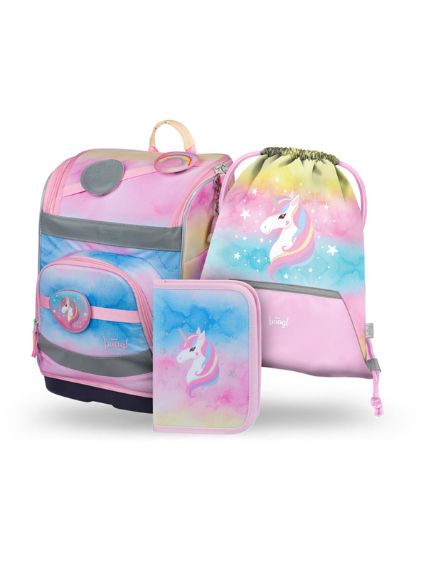 BAAGL  BAAGL SET 3 Zippy plus Rainbow Unicorn: torba, pernica, vrećica