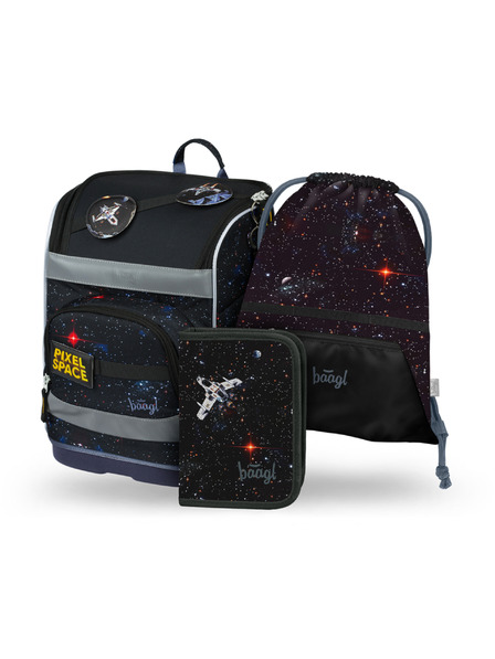 BAAGL  BAAGL SET 3 Zippy plus Pixel Space: školska torba, pernica, vrećica