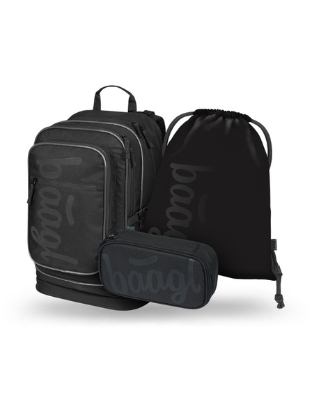 BAAGL  BAAGL SET 3 Cubic Uni crna: ruksak, pernica, vrećica