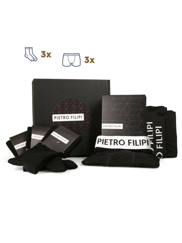 Pietro Filipi Muški poklon set Set tri - bokserice i Set tri - čarape Pietro Filipi crne