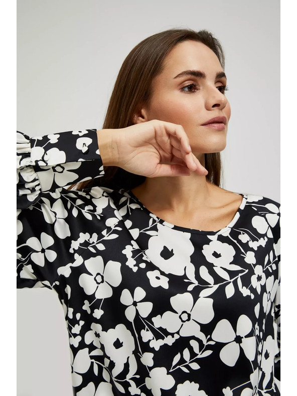 Moodo Cvjetna crno-bijela bluza Moodo