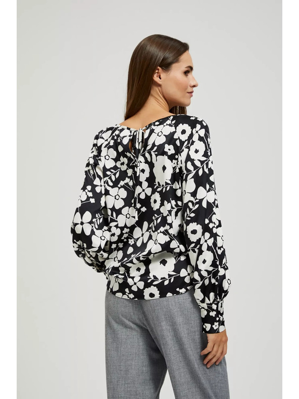 Moodo Cvjetna crno-bijela bluza Moodo