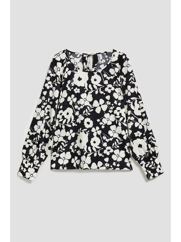 Moodo Cvjetna crno-bijela bluza Moodo