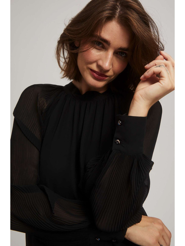 Moodo Crna bluza s prozirnim rukavima