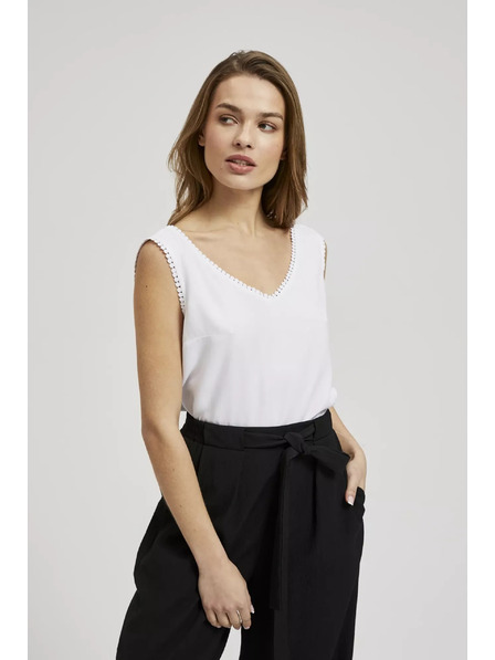 Moodo Bijela majica na bretele s ukrašenim rubom