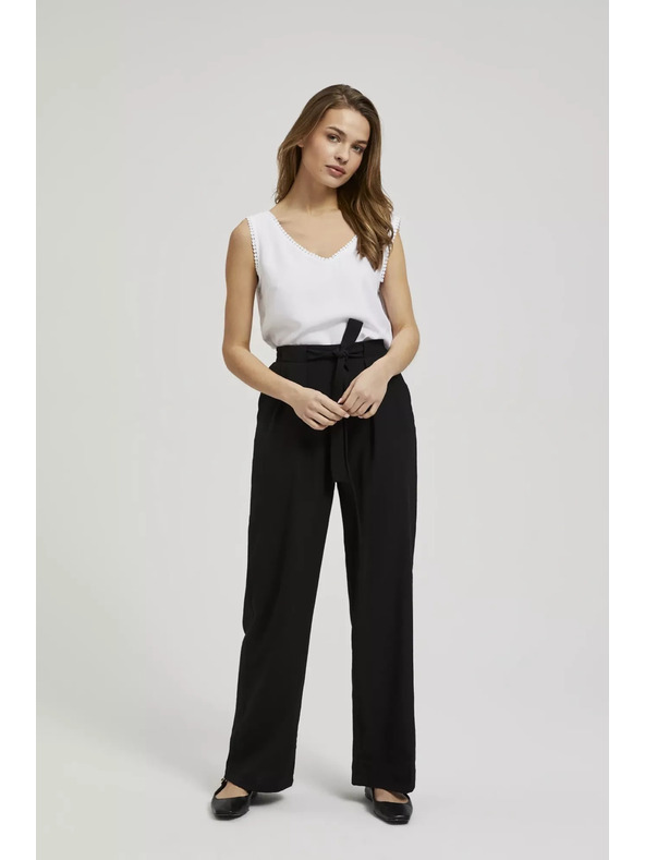 Moodo Bijela majica na bretele s ukrašenim rubom