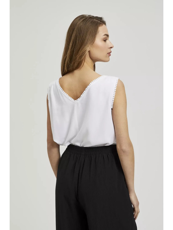 Moodo Bijela majica na bretele s ukrašenim rubom
