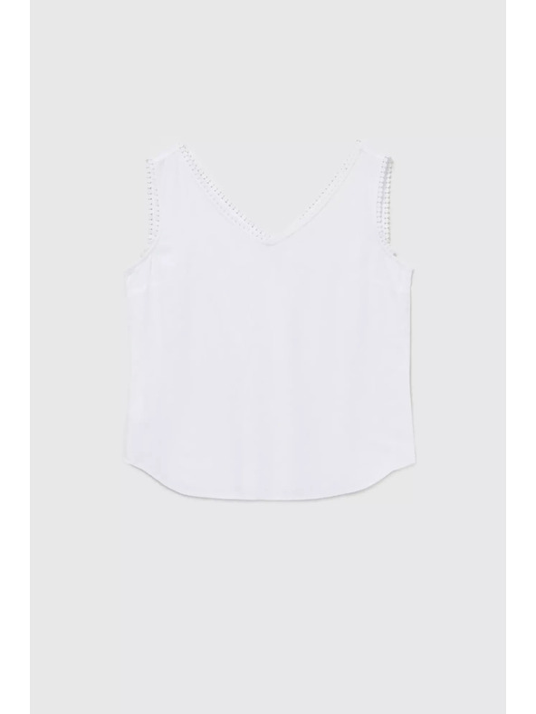 Moodo Bijela majica na bretele s ukrašenim rubom