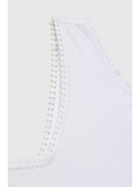 Moodo Bijela majica na bretele s ukrašenim rubom