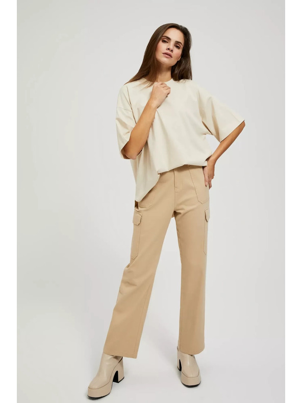 Moodo Bež hlače s džepovima
