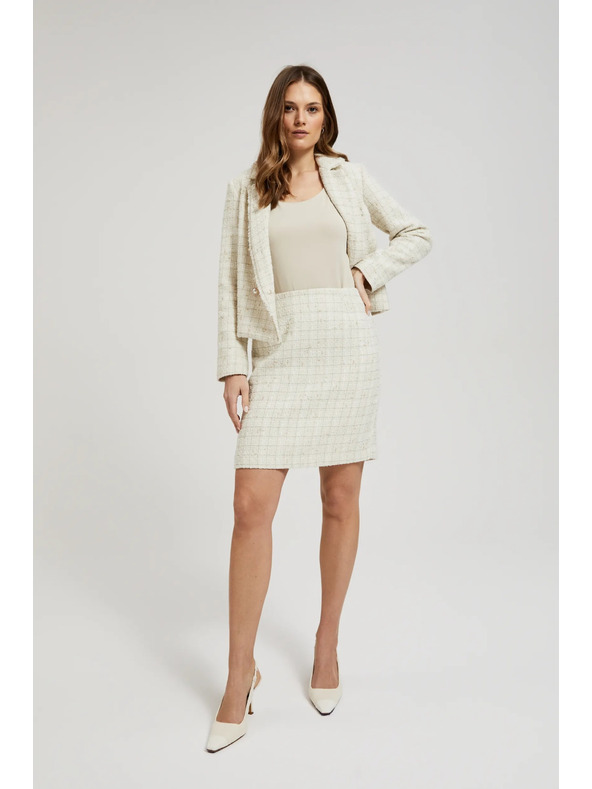 Moodo Krem uska kostkasta suknja