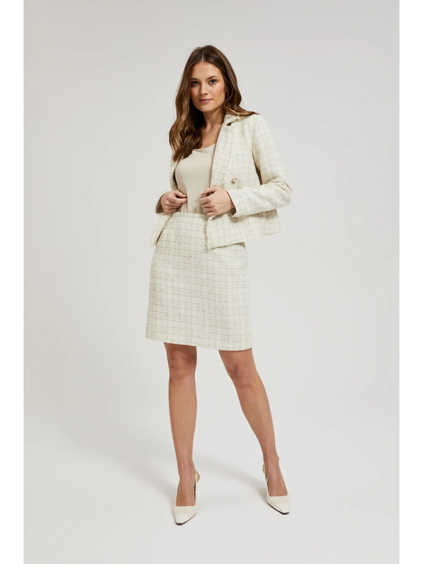 Moodo Krem uska kostkasta suknja