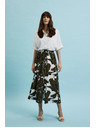 Moodo Khaki uzorirana široka suknja