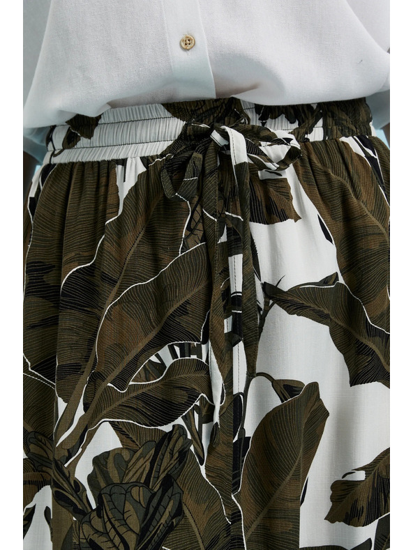 Moodo Khaki uzorirana široka suknja